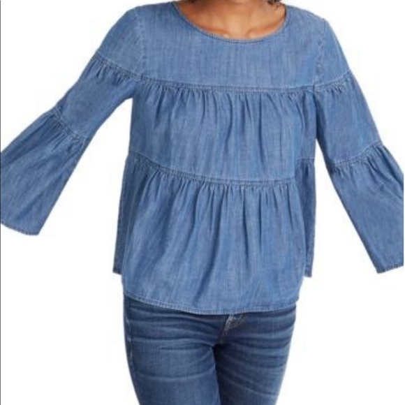 Madewell Tops - Madewell Tiered Chambray Top w Back button Closure